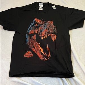 Black Jurassic Park T-Shirt with T-Rex Graphic (Men’s M)